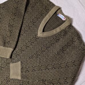 Vintage Oversized Grandpa Knit Sweater- Brown